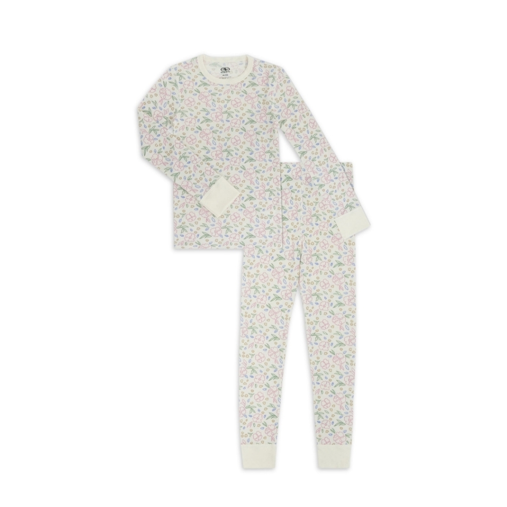 Youth Performance Thermal Underwear Set Athletic Works White with Flowers NWT